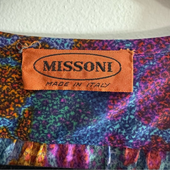 Vintage Missoni 100% Silk Jewel Tone Abstract Dress Italy 70s 80s Small - Picture 3 of 7